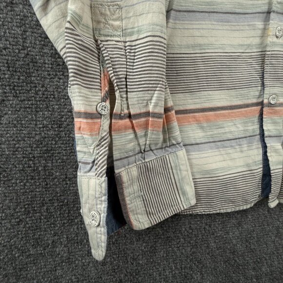 Tommy Bahama Striped Medium Gray Blue Orange Colorful Button Up Tencel Cotton - Picture 11 of 16